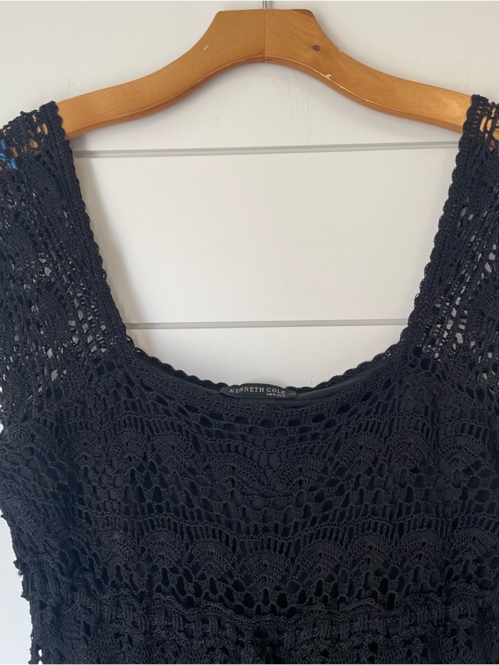 Kenneth Cole Black Crochet Midi Dress